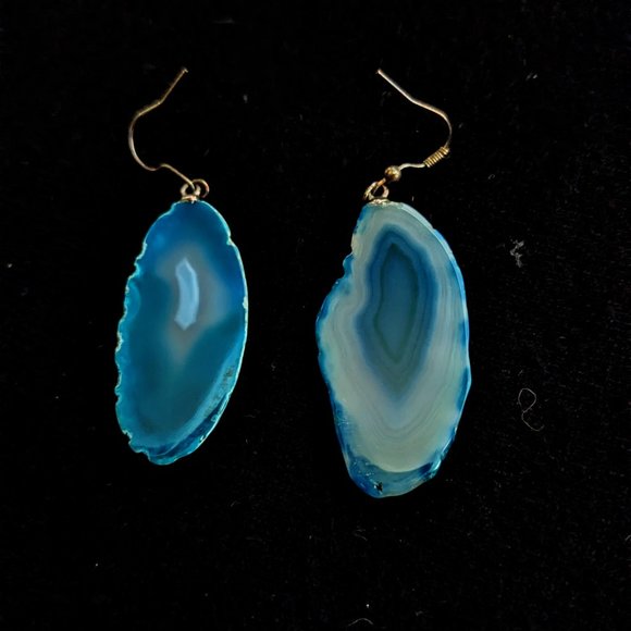 **SOLD** Sea Blue Geode (encased with resin) Earrings - Picture 2 of 2